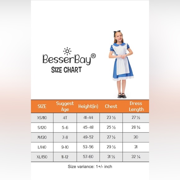 Halloween Alice Costume Blue Peter Pan Collar Dress with White Apron - Picture 4 of 8